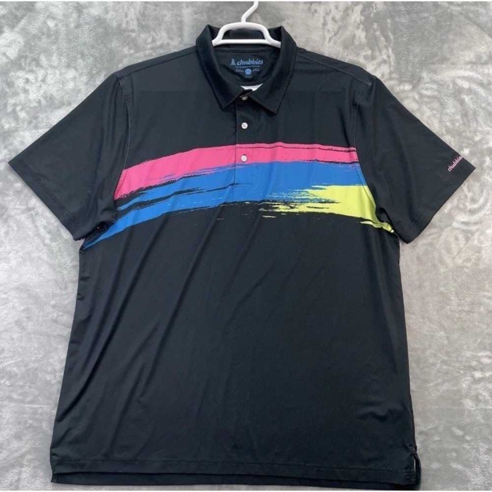 Chubbies Men's Shirt 2XL Paintbrush Stroke Short Sleeve Polo Performance Stretch